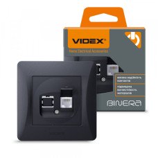 Розетка CAT3 одинарная телефонная черный графит VIDEX BINERA