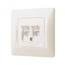 Розетка CAT6+CAT3 подвійна кремова VIDEX BINERA, VF-BNSK2PC6TF3-CR