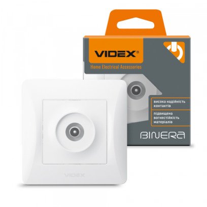 Розетка TV одинарна телевізійна біла VIDEX BINERA, VF-BNSK1TVME-W