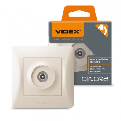 Розетка TV одинарна телевізійна кремова VIDEX BINERA, VF-BNSK1TVME-CR