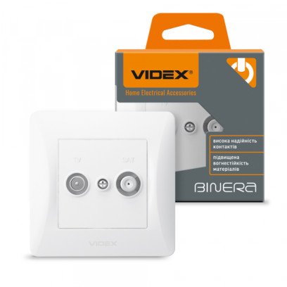 Розетка TV+SAT кінцева біла VIDEX BINERA, VF-BNSK2TVSATE-W