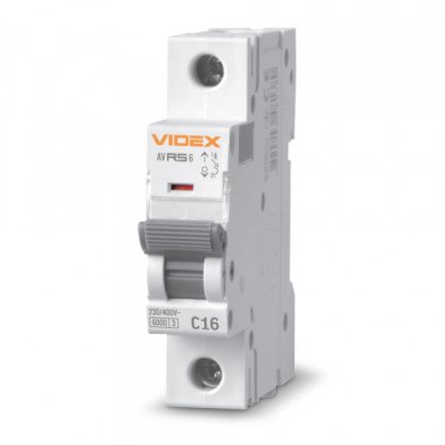 Автоматичний вимикач RS6 1п 16А 6кА С VIDEX RESIST, VF-RS6-AV1C16