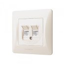 Розетка CAT6+CAT6 комп'ютерна подвійна кремова VIDEX BINERA, VF-BNSK2PC6-CR