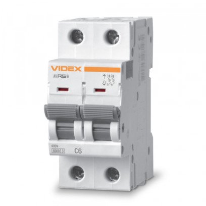 Автоматичний вимикач RS6 2п 6А 6кА С VIDEX RESIST, VF-RS6-AV2C06