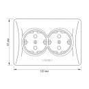 Розетка двойная с заземлением серебряный шелк VIDEX BINERA, VF-BNSK2G-SS
